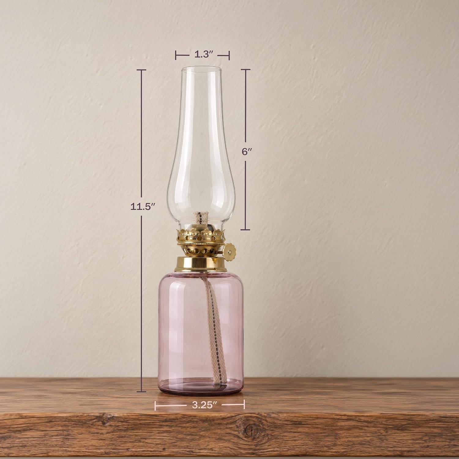 image:imageLavish Home Small Oil Lamp AmberBrass 325 x 115Pink